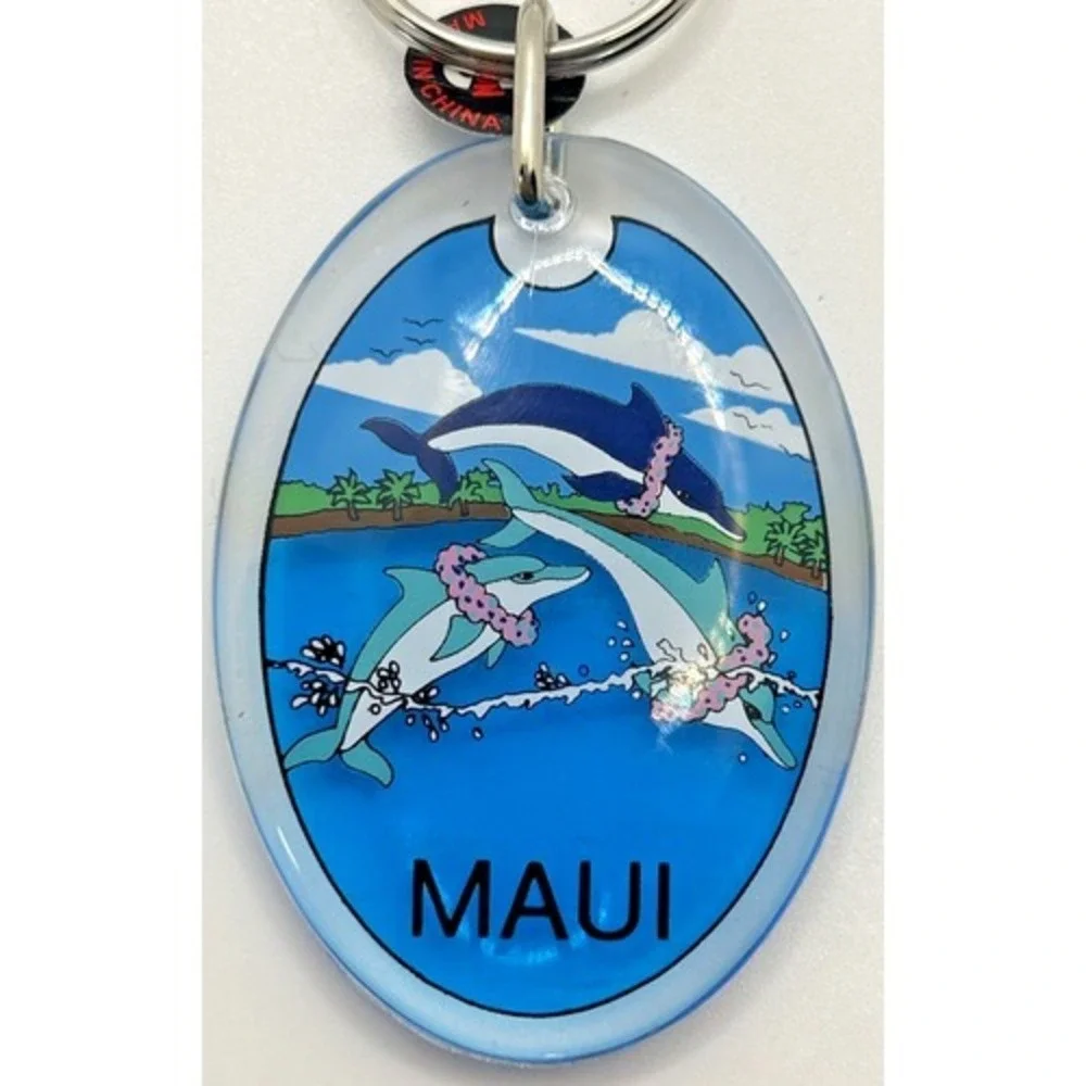 Vintage Maui Hawaii Dolphin Souvenir Keychain B-16